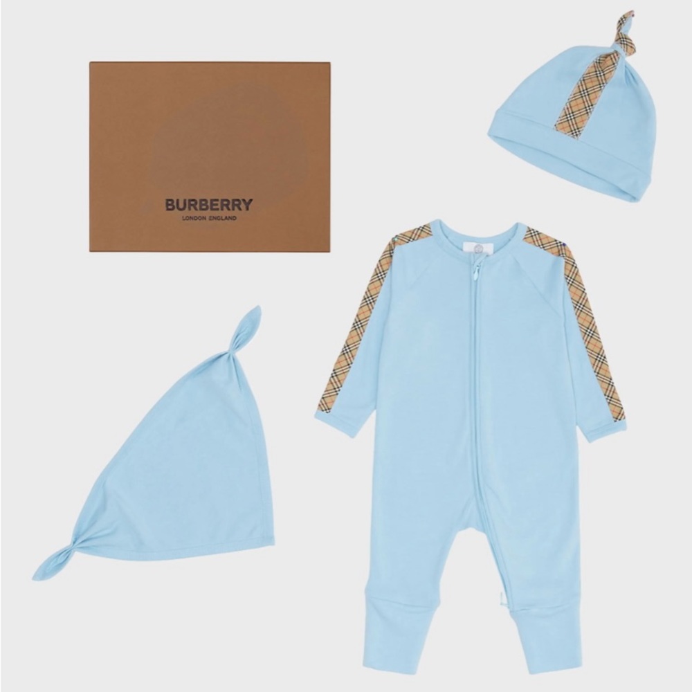 Burberry Boy's Claude 3-piece Coverall Gift Set 9 Month NIB Baby